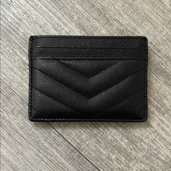Saint Laurent Black Quilted Leather YSL Card Case - Picture 2 of 3